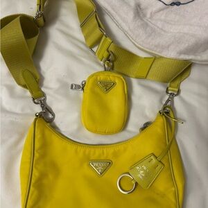 Prada Bright Yellow Nylon Shoulder Bag